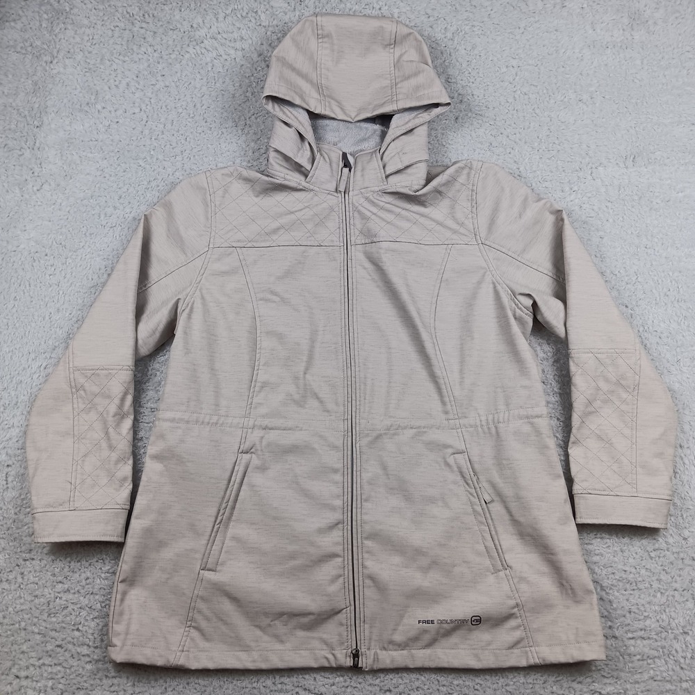 Free Country Jacket Softshell Hooded‎ Woman XXL Beige Quilted Faux Fur FC-7